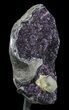 Sparkling Purple Amethyst With Calcite On Metal Stand - Uruguay #51300-2